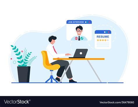 Man On Online Job Interview Concept Using Vector Image