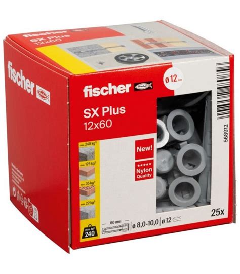 Taco de expansión Fischer SX Plus 12x60 Caja 25 uds SIA Suministros