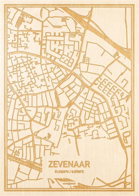 Kaart Zevenaar Gegraveerde Stadskaart Hood Wood Hout A Bol