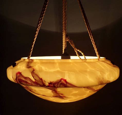 Alte Schalenlampe Art Deco E27 Marmor Optik Deckenleuchte 20753