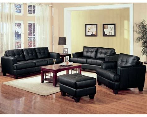 Living Room Black Leather Cheap Living Room Furniture Packages Large