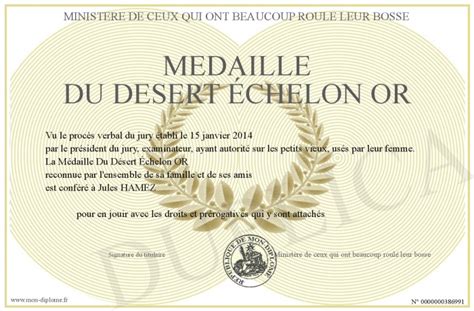 Medaille Du Desert Chelon Or