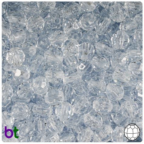 Beadtin Ice Blue Transparent Mm Faceted Round Craft Beads Pcs