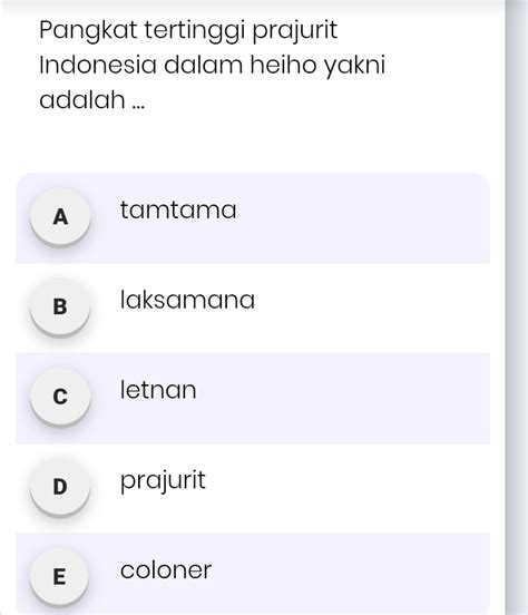 Solved Pangkat Tertinggi Prajurit Indonesia Dalam Heiho Yakni Adalah