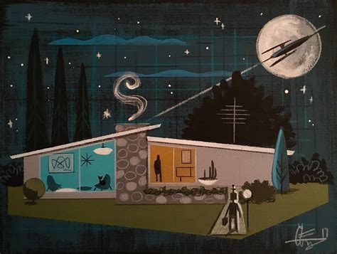 El Gato Gomez Painting Mid Century Modern Retro Sci Fi Pulp Robot