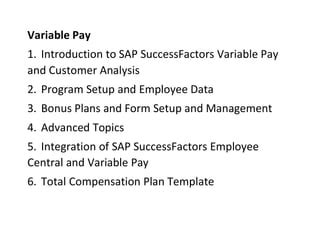 SAP Successfactors Compensation And Variable Pay Online Training In