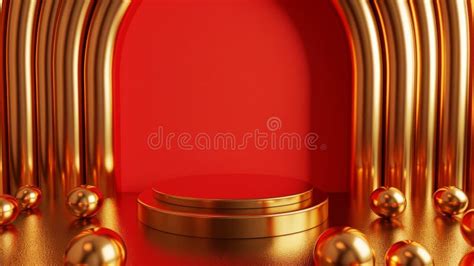 Golden Spheres On A Red Background Gold Spheres Stock Videos