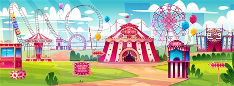 An Outdoor Funfair Scene Royalty Free Vector Image