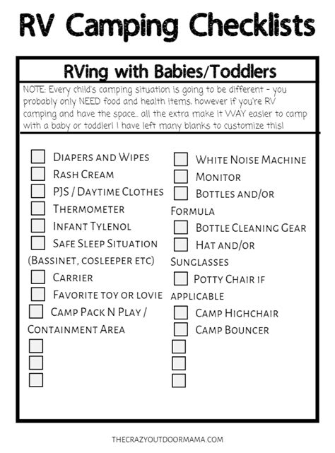 Free Printable Rv Checklists