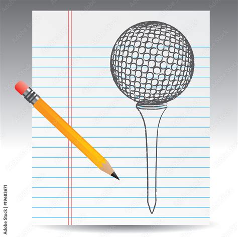 golf ball drawing with pencil Stock Vector | Adobe Stock