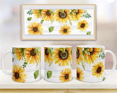 11oz Mug Sublimation Designs Sunflower Floral Mug PNG File Etsy India