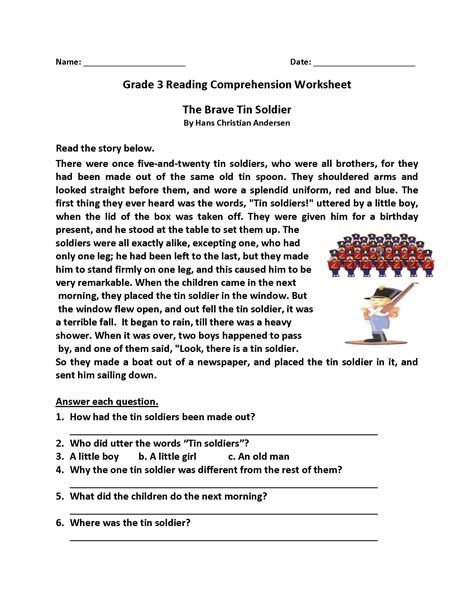 Reading Comprehension Worksheets Grade 6