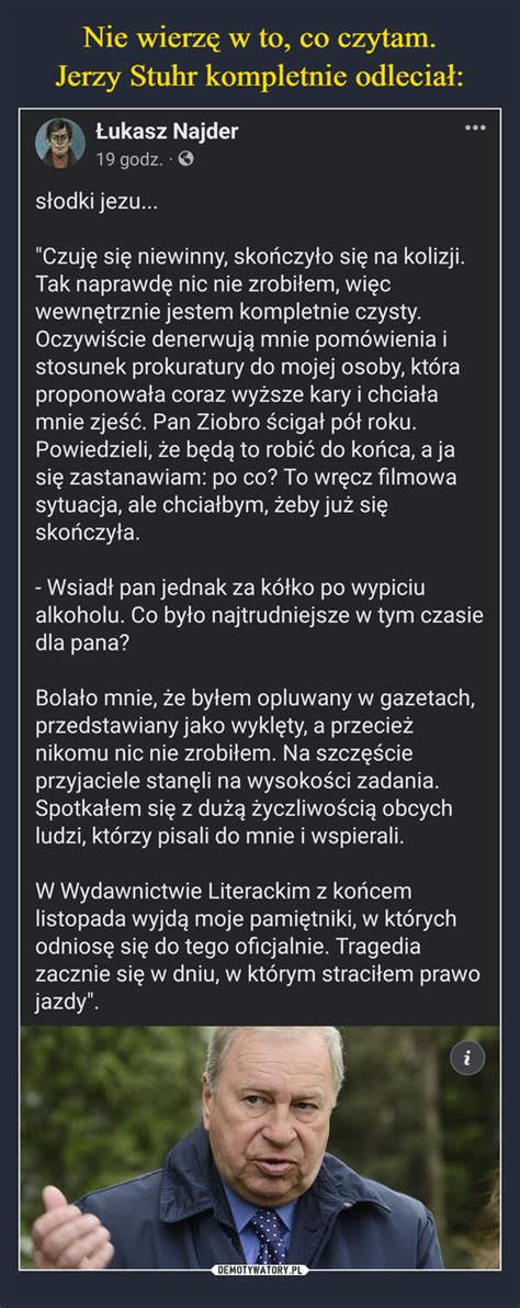 Nie wierzę w to co czytam Jerzy Stuhr kompletnie odleciał