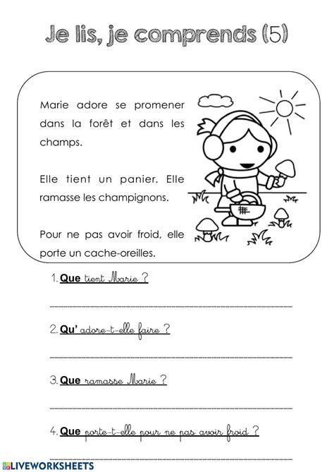 Je Lis Je Comprends Worksheet Artofit