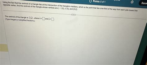 Solved Using the fact that the centroid of a triangle lies | Chegg.com