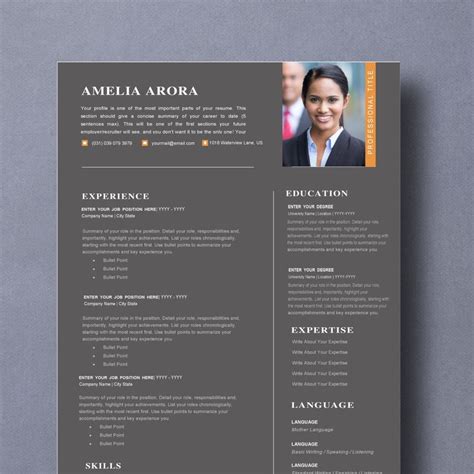 Modern Executive Resume Template Professional Resume Etsy