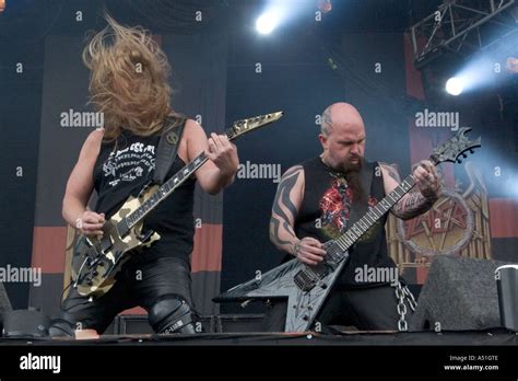 Slayer Heavy metal band performing live at the download festival 2005 ...