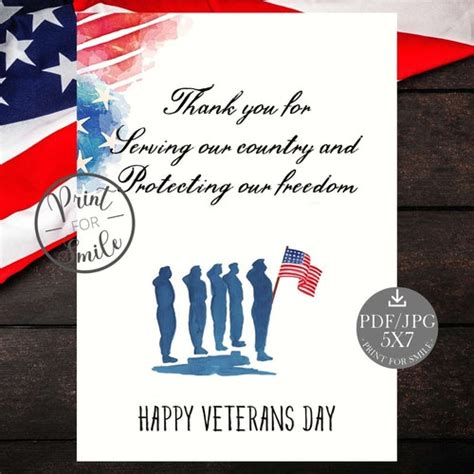 Veterans Day Card PRINTABLE - Etsy