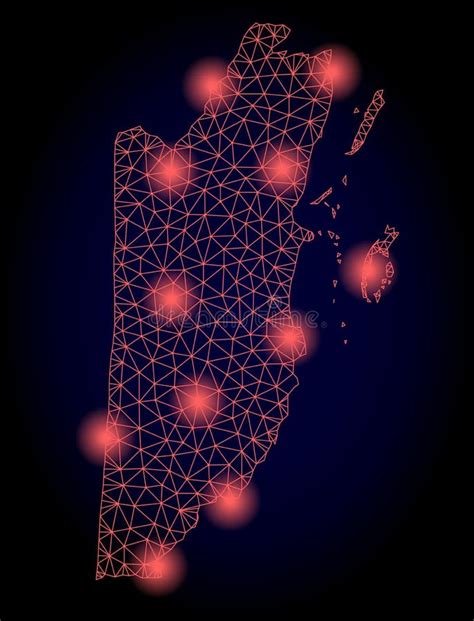 Res Muerta Poligonal Mesh Map De Belice Con Los Puntos Ligeros Rojos