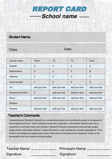 Free Printable Report Card Template Postermywall