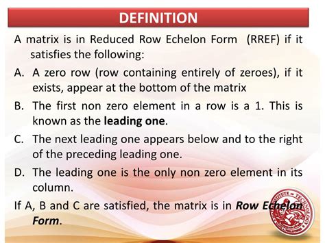 PPT - ROW-ECHELON FORM AND REDUCED ROW-ECHELON FORM PowerPoint Presentation - ID:7072853