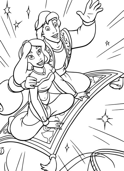 Coloriage Jasmine Et Aladdin Gratuit Imprimer