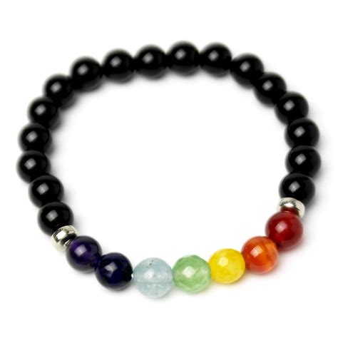 Chakra Kraft Armband Mit 7 Chakren In Onyx Und Quarz Stein Perlen