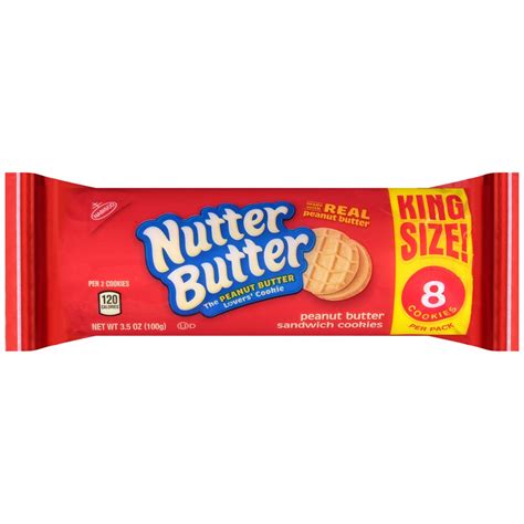 Nutter Butter Peanut Butter Sandwich Cookies King Size 3 5 Oz