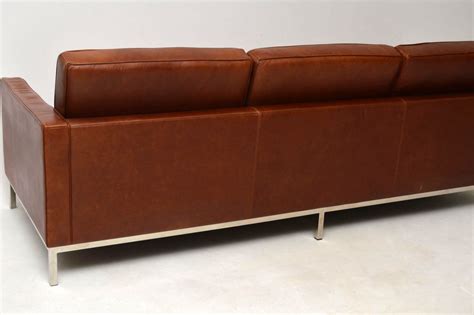 Vintage Florence Knoll Leather Chrome Sofa Retrospective Interiors