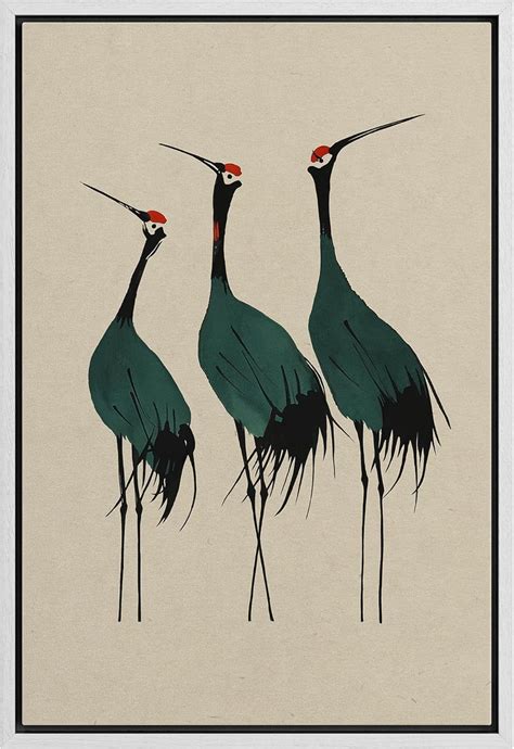 Aazaqtin Canvas Print Wall Art Minimalist Crane Elegant Stylized Bird