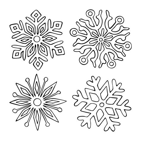 Premium Vector Set Snowflakes Doodle Line Art Frozen Ice Crystals