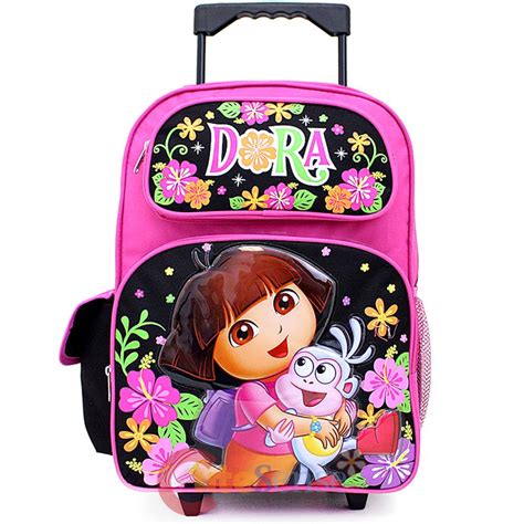 Dora The Explorer Large Roller Backpack 16 School Rolling Bag Flower Garden Ebay