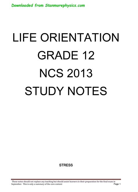 Dhs Life Orientation Grade