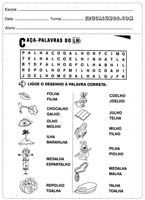 Exercícios de língua portuguesa 1 ano imprimir