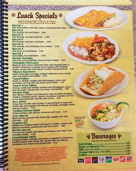 Menu At El Nopal Mexican Restaurant Cartersville Old Mill Rd