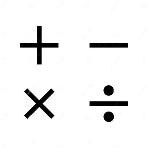 Símbolos Matemáticos Signo Más Menos Multiplicación Y División Stock