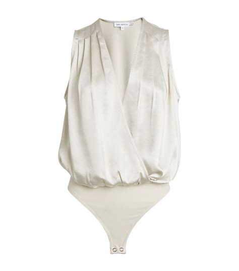 Womens Good American Ivory Satin Wrap Bodysuit Harrods {countrycode}