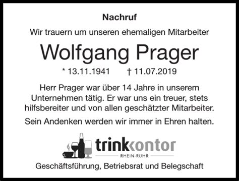 Traueranzeigen Von Wolfgang Prager Aachen Gedenkt