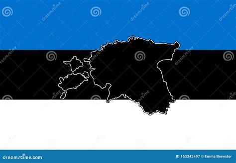 Map Of Estonia On Background Of Estonian Flag Stock Illustration