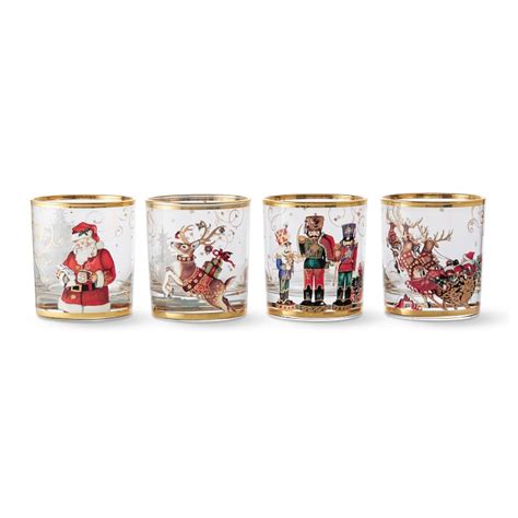 Twas The Night Before Christmas Double Old Fashioned Glasses Mixed Set Of 4 Williams Sonoma