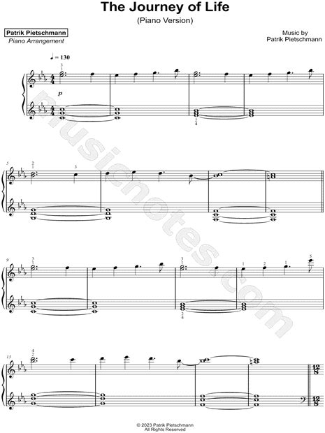 Patrik Pietschmann The Journey Of Life Sheet Music Piano Solo In Eb