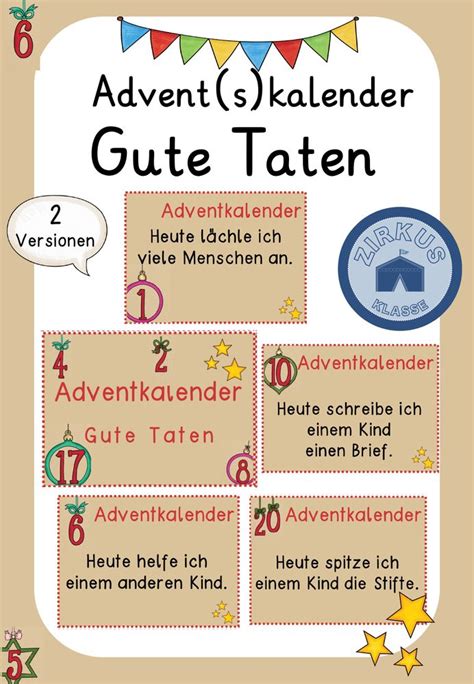 Adventkalender Adventskalender Gute Taten Unterrichtsmaterial Im