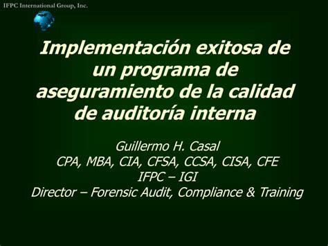 Ppt Implementaci N Exitosa De Un Programa De Aseguramiento De La