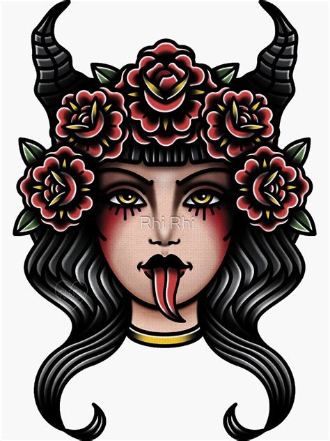 Succubus Traditional Tattoo Sticker By Rhi Rhi Traditional Tattoo