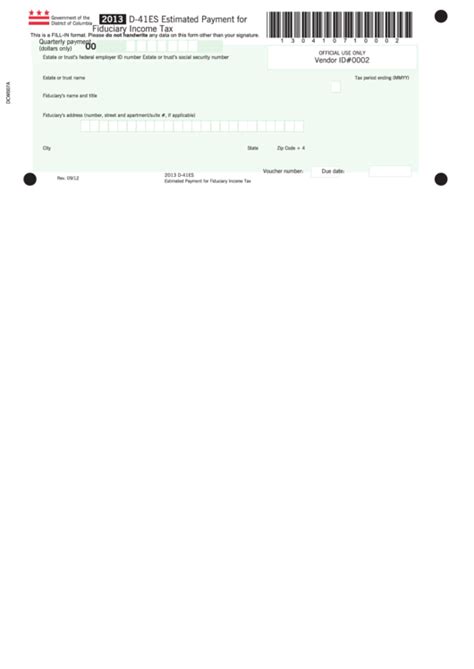 Fillable Form D Es Estimated Payment For Fiduciary Income Tax