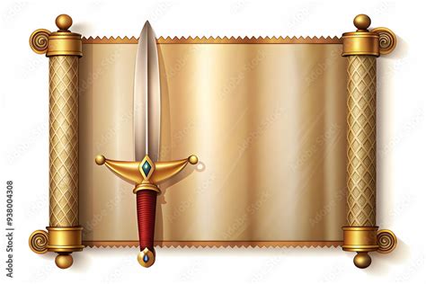 Ramayana Scroll And Sword Concept As Vector Illustration Of An Ancient