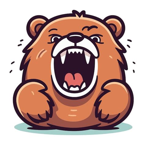 Ilustração de um bonito urso de desenho animado chorando e gritando