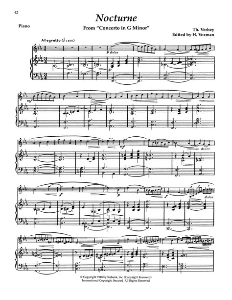 Nocturne From Concerto In G Minor By Theodoor Verhey Sheet Music For