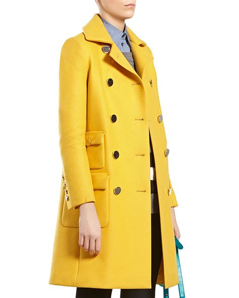 Lyst Gucci Yellow Wool Coat In Yellow