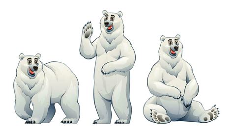 Set of polar bear cartoon characters illustration isolated on white ...